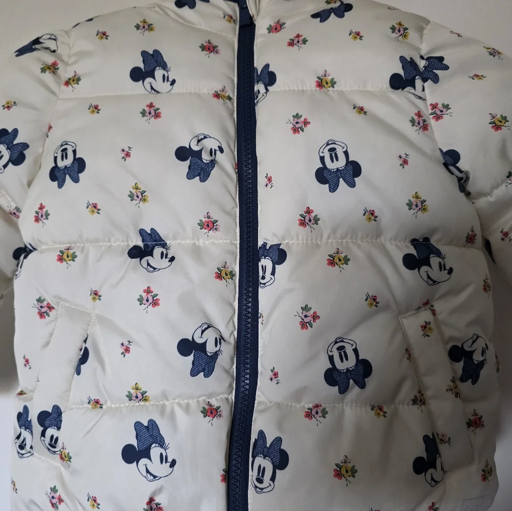 Disney Baby Gap Minnie‎ Mouse Reversible Sherpa Puffer Jacket Coat Girls Sz 4T